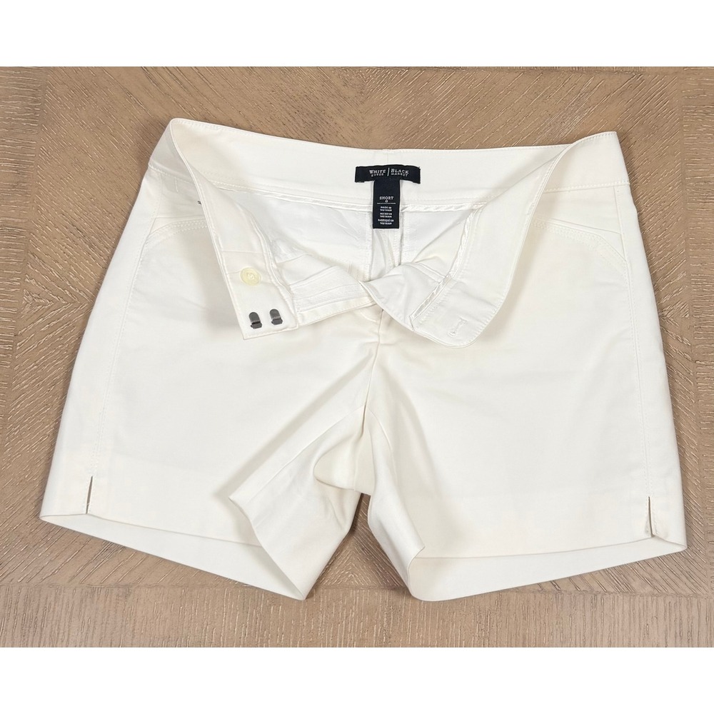 White House Black Market White Stretch Cotton Blend Shorts Size 0 - Picture 3 of 16